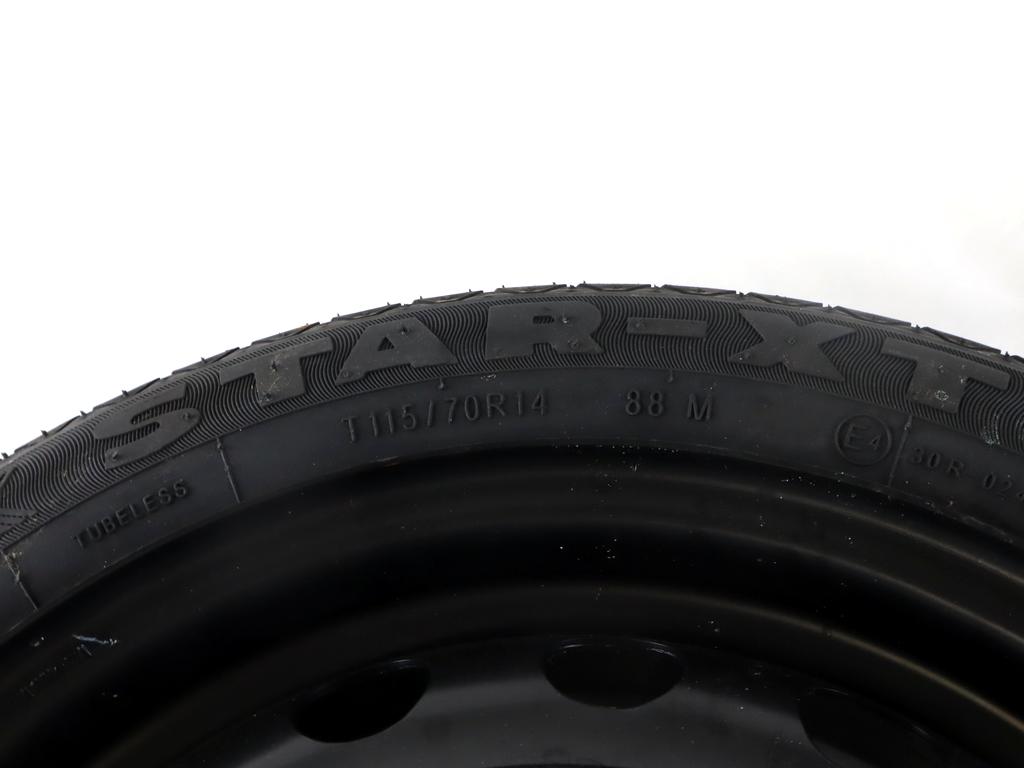 403001HD7A RUOTINO DI SCORTA STAR-XT TYRE 115/70 R14 88M NISSAN MICRA 1.2 B 59KW 5M 5P (2015) RICAMBIO USATO CON CERCHIO IN FERRO DA 14 POLLICI 4 FORI 4TX14 INTERASSE 4X1100 