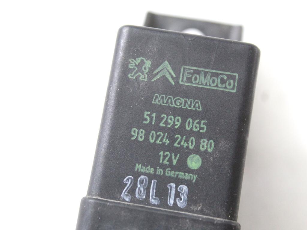 9802424080 RELÈ PRERISCALDAMENTO CANDELETTE PEUGEOT 3008 1.6 D 84KW 6M 5P (2013) RICAMBIO USATO