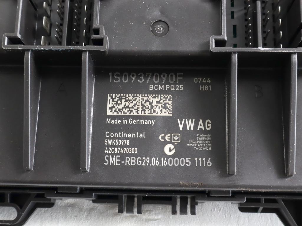 1S0937090F CENTRALINA BODY COMPUTER VOLKSWAGEN UP 1.0 B 44KW 5M 5P (2016) RICAMBIO USATO