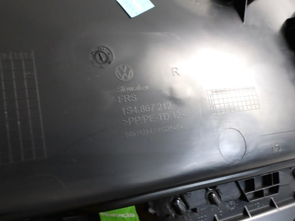 1S4867212 PANNELLO INTERNO PORTA POSTERIORE DESTRA VOLKSWAGEN UP 1.0 B 44KW 5M 5P (2016) RICAMBIO USATO