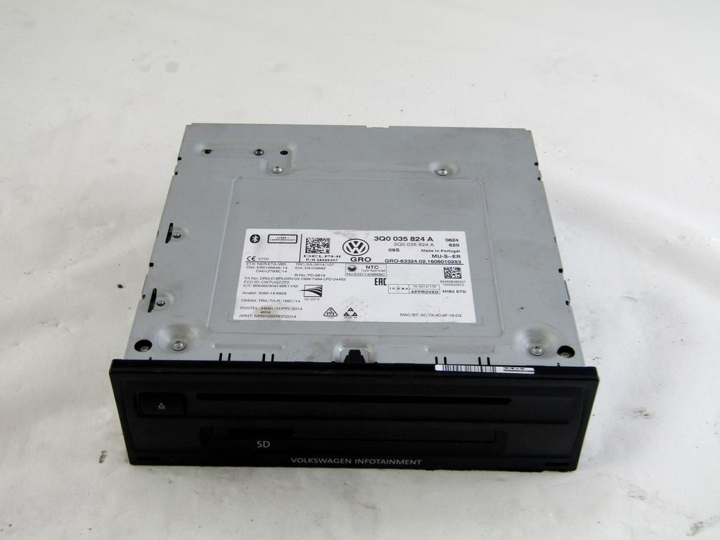 3Q0035824A CENTRALINA LETTORE CD SISTEMA MULTIMEDIALE VOLKSWAGEN GOLF 7 2.0 D 110KW 6M 5P (2016) RICAMBIO USATO CON LETTORE SD