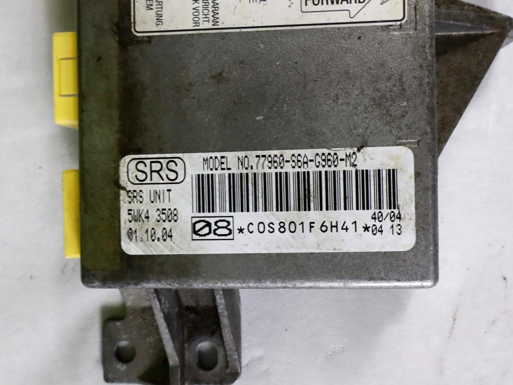 77960-S6A-G960 KIT AIRBAG HONDA CIVIC 1.7 D 74KW 5M 5P (2005) RICAMBIO USATO CON CENTRALINA AIRBAG, AIRBAG VOLANTE, AIRBAG PASSEGGERO, PRETENSIONATORE CINTURE DI SICUREZZA 77800-S6D-G111