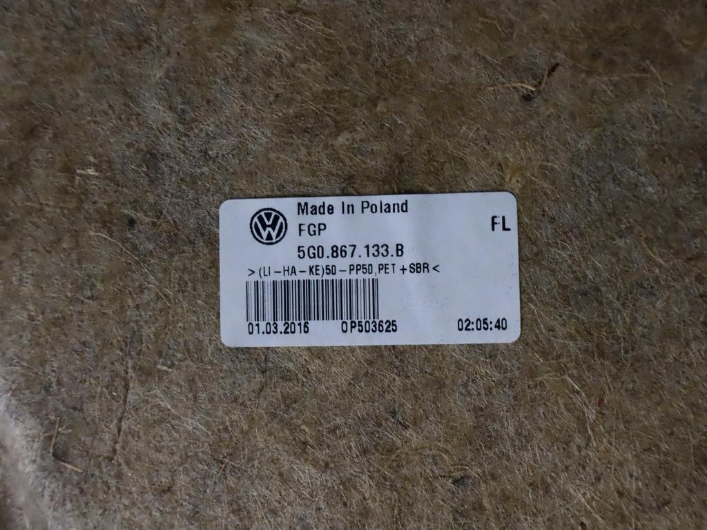 5G4867011 PANNELLO INTERNO PORTA ANTERIORE SINISTRA VOLKSWAGEN GOLF 7 2.0 D 110KW 6M 5P (2016) RICAMBIO USATO