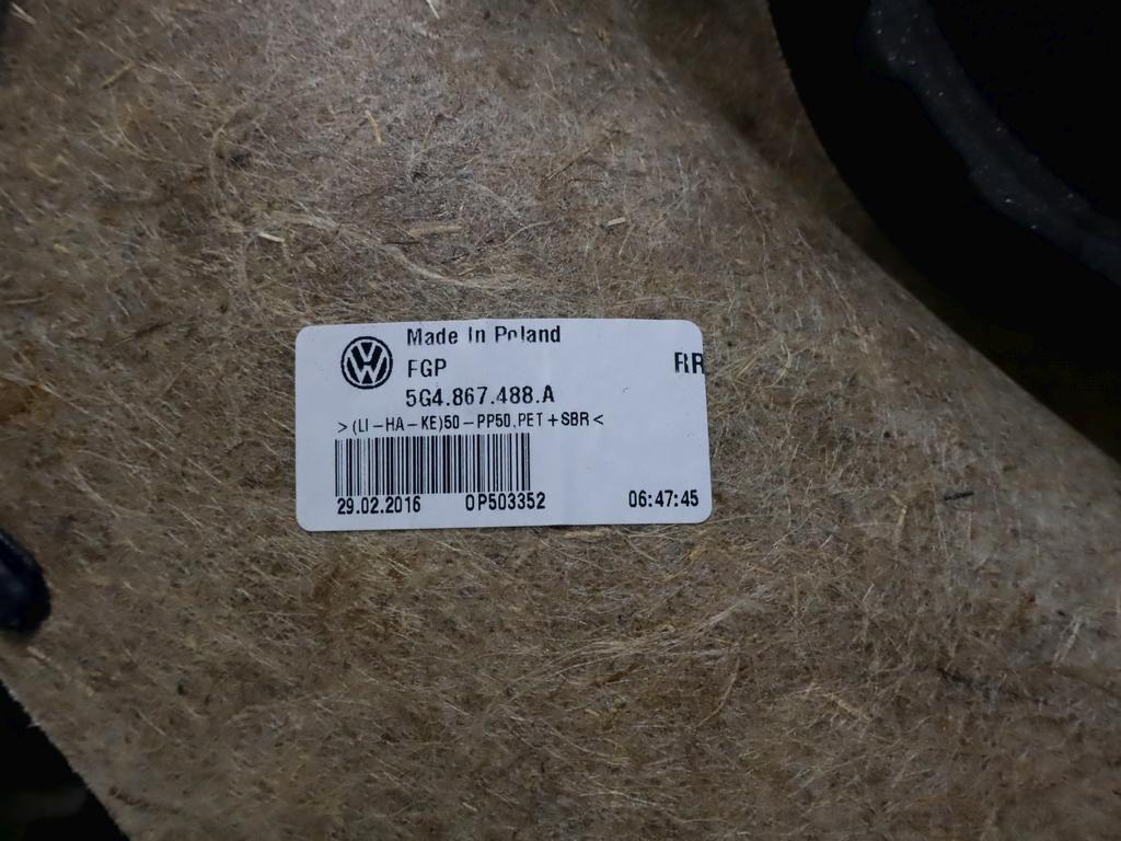 5G4867212 PANNELLO INTERNO PORTA POSTERIORE DESTRA VOLKSWAGEN GOLF 7 2.0 D 110KW 6M 5P (2016) RICAMBIO USATO