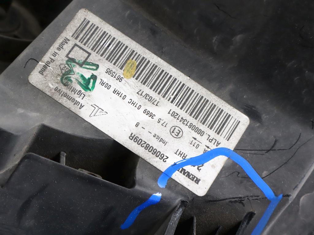 260608209R FARO ANTERIORE SINISTRO DACIA DUSTER 1.6 G 84KW 5M 5P (2017) RICAMBIO USATO SUPPORTI SCOCCA POSTERIORE DANNEGGIATI
