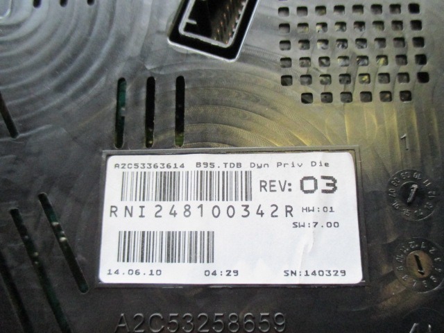 KILOMETER STEVEC OEM N. RNI248100342R ORIGINAL REZERVNI DEL RENAULT MEGANE MK3 BZ0/1 B3 DZ0/1 KZ0/1 BER/SPORTOUR/ESTATE (2009 - 2015) DIESEL LETNIK 2010