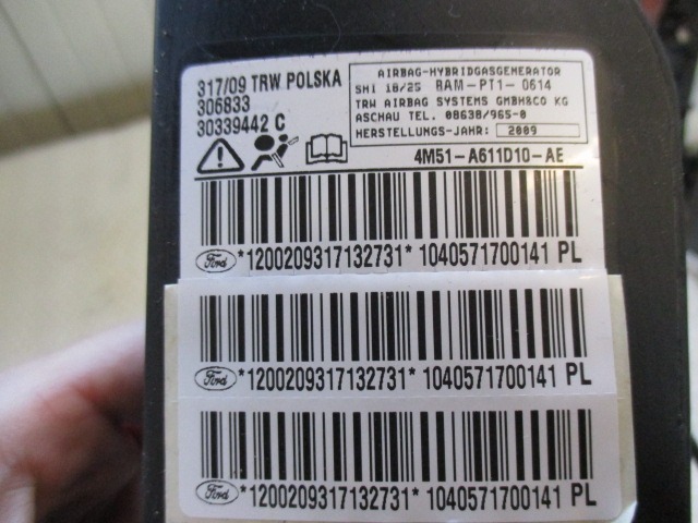 AIRBAG SPREDNJI SEDEZ OEM N. 1040571700141PL ORIGINAL REZERVNI DEL FORD FOCUS DA HCP DP MK2 R BER/SW (2008 - 2011) BENZINA LETNIK 2008