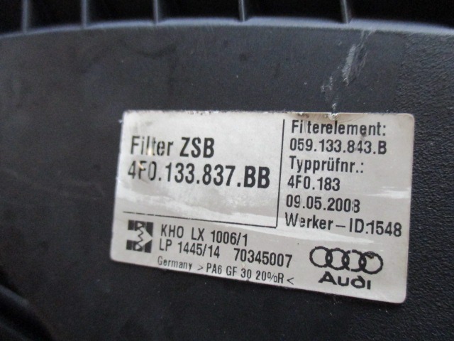 FILTAR ZRAKA OEM N. 4F0133837BB ORIGINAL REZERVNI DEL AUDI A6 C6 R 4F2 4FH 4F5 BER/SW/ALLROAD (10/2008 - 2011) DIESEL LETNIK 2008