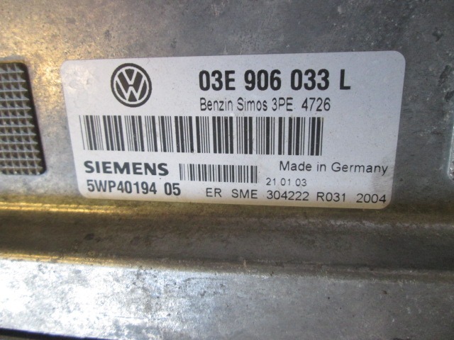 KOMPLET ODKLEPANJE IN VZIG  OEM N.  ORIGINAL REZERVNI DEL VOLKSWAGEN POLO 9N (10/2001 - 2005) BENZINA LETNIK 2003