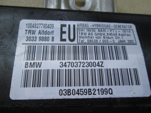 AIRBAG VRATA OEM N. 72127037230 ORIGINAL REZERVNI DEL BMW SERIE 3 E46 BER/SW/COUPE/CABRIO LCI R (2002 - 2005) DIESEL LETNIK 2002