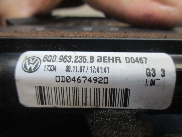 HLADILNIK ZA GRETJE OEM N. 6Q0963235B ORIGINAL REZERVNI DEL VOLKSWAGEN POLO 9N R (2005 - 10/2009) DIESEL LETNIK 2008