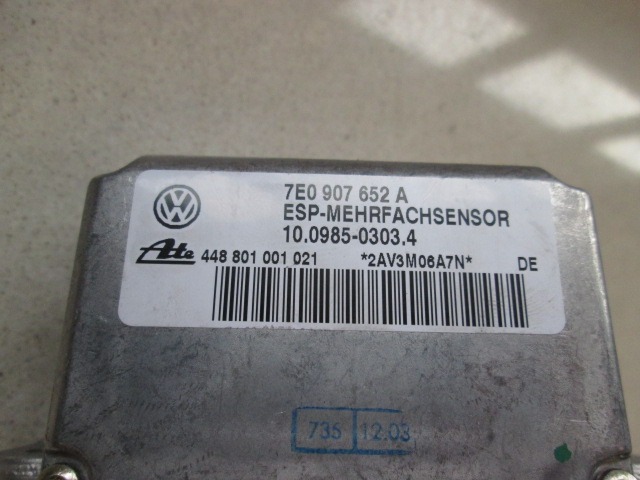 KONTROLA ESP ENOTA  OEM N. 7L0857608A ORIGINAL REZERVNI DEL VOLKSWAGEN TOUAREG 7LA 7L6 7L7 MK1 (2002 - 2007)DIESEL LETNIK 2004