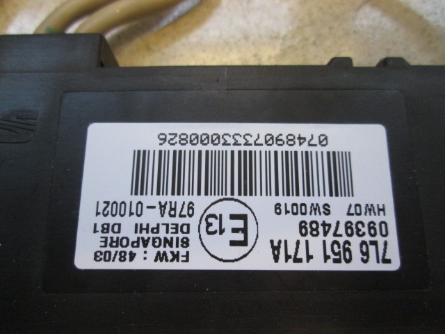 RACUNALNIK AVTOALARMA/BLOKADA MOTORJA OEM N. 9397489 ORIGINAL REZERVNI DEL VOLKSWAGEN TOUAREG 7LA 7L6 7L7 MK1 (2002 - 2007)DIESEL LETNIK 2004