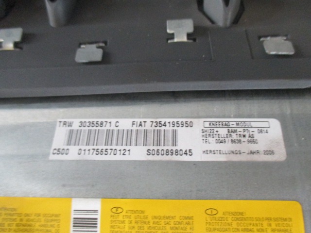 KIT AIRBAG KOMPLET OEM N. 51746149 ORIGINAL REZERVNI DEL FIAT CROMA 194 MK2 (2005 - 10/2007)  DIESEL LETNIK 2007