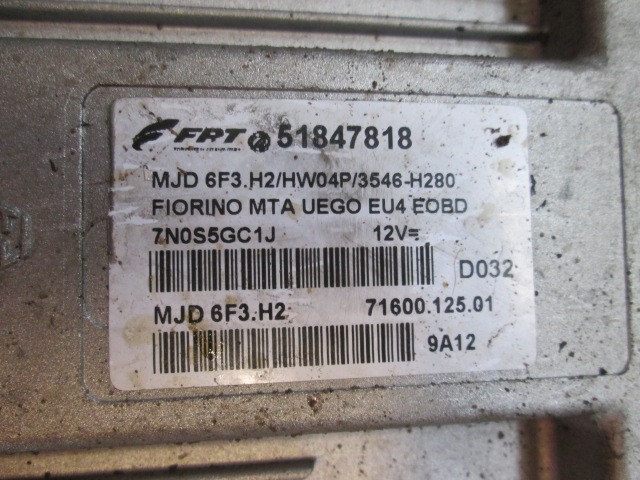 KOMPLET ODKLEPANJE IN VZIG  OEM N. 51847818 ORIGINAL REZERVNI DEL FIAT FIORINO / QUBO 255 (2008 - 2019) DIESEL LETNIK 2009