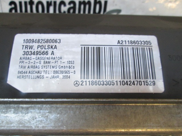 AIRBAG SOPOTNIK OEM N. A2118603305 ORIGINAL REZERVNI DEL MERCEDES CLASSE E W211 S211 BER/SW (03/2002 - 05/2006) DIESEL LETNIK 2004