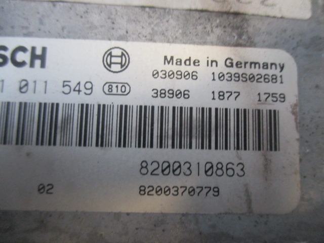 KOMPLET ODKLEPANJE IN VZIG  OEM N.  ORIGINAL REZERVNI DEL RENAULT SCENIC/GRAND SCENIC JM0/1 MK2 (2003 - 2009) DIESEL LETNIK 2003