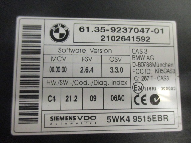 KOMPLET ODKLEPANJE IN VZIG  OEM N. 281017551 ORIGINAL REZERVNI DEL BMW SERIE 1 BER/COUPE/CABRIO E81/E82/E87/E88 LCI R (2007 - 2013) DIESEL LETNIK 2010