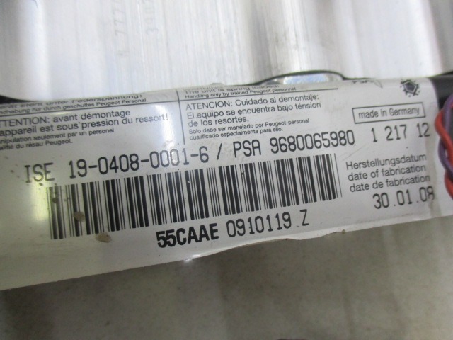 ZASCITNI SISTEM OEM N. 9680065980 ORIGINAL REZERVNI DEL PEUGEOT 207 / 207 CC WA WC WD WK (2006 - 05/2009) DIESEL LETNIK 2008