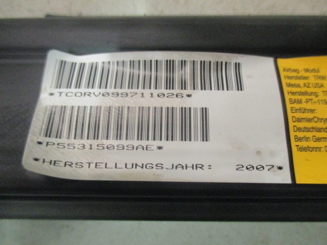 ZRACNA BLAZINA GLAVA LEVA OEM N. P55315099AE ORIGINAL REZERVNI DEL JEEP CHEROKEE MK3 R KJ (2005 - 2008) DIESEL LETNIK 2007