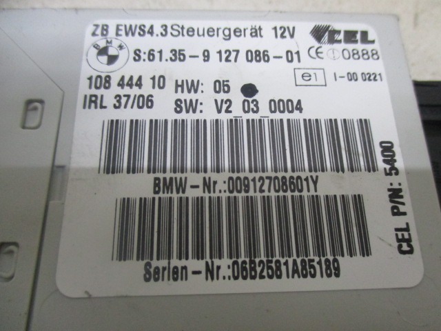 KOMPLET ODKLEPANJE IN VZIG  OEM N. 10844410 ORIGINAL REZERVNI DEL BMW Z4 E86 (2006 - 2009) BENZINA LETNIK 2007