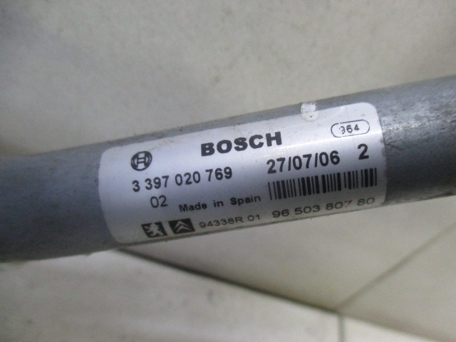 MOTORCEK PREDNJIH BRISALCEV OEM N. 9650380780 ORIGINAL REZERVNI DEL PEUGEOT 207 / 207 CC WA WC WD WK (2006 - 05/2009) DIESEL LETNIK 2007