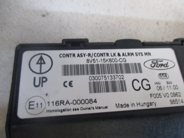 KOMPLET ODKLEPANJE IN VZIG  OEM N. 28236 KIT ACCENSIONE AVVIAMENTO ORIGINAL REZERVNI DEL FORD FIESTA CB1 CNN MK6 (09/2008 - 11/2012) BENZINA LETNIK 2009