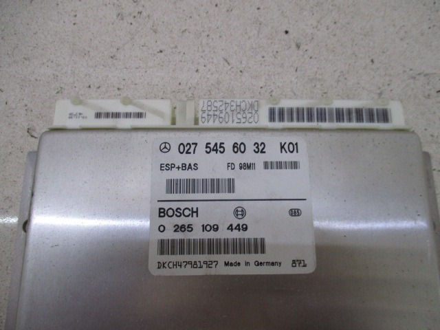 KONTROLA ESP ENOTA  OEM N. 265109449 ORIGINAL REZERVNI DEL MERCEDES CLASSE A W168 5P V168 3P 168.031 168.131 (1997 - 2000) BENZINA LETNIK 1998