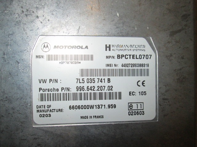 RACUNALNIK TELEFONA  OEM N. 7L5035741 ORIGINAL REZERVNI DEL PORSCHE CAYENNE 9PA MK1 (2003 -2008) BENZINA LETNIK 2003