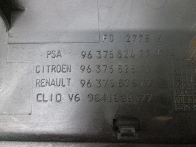 POKROV MOTORJA  OEM N. 9637562477 ORIGINAL REZERVNI DEL PEUGEOT 607 9D 9U (1999 - 2005) BENZINA LETNIK 2002